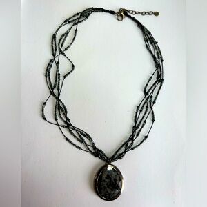 Vintage Silpada Silver & Gray Stone Necklace